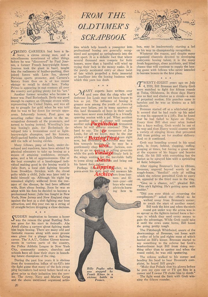 Boxing News Clipping #441 - Julius Menendez, Bobby Zander, Willie Jones, Billy Papke