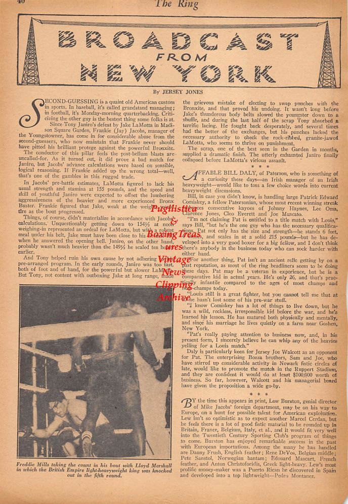 Boxing News Clipping #450 - Lloyd Marshall vs. Freddie Mills