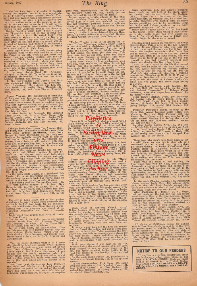 Boxing News Clipping #450 - Lloyd Marshall vs. Freddie Mills