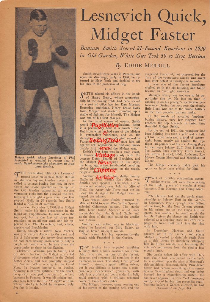 Boxing News Clipping #454 - Midget Smith, Ike Williams, Bob Montgomery