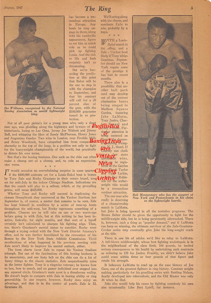 Boxing News Clipping #454 - Midget Smith, Ike Williams, Bob Montgomery