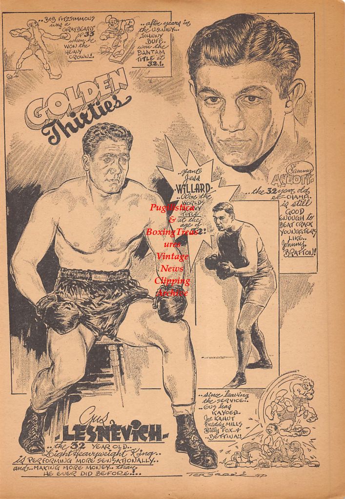 Boxing News Clipping #456 - Gus Lesnevich, Sammy Angott, Jess Willard, Joe Louis, George Chip