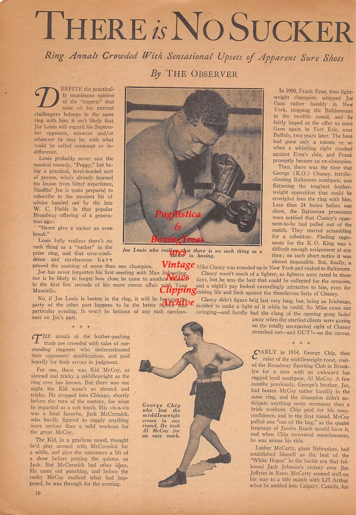 Boxing News Clipping #456 - Gus Lesnevich, Sammy Angott, Jess Willard, Joe Louis, George Chip