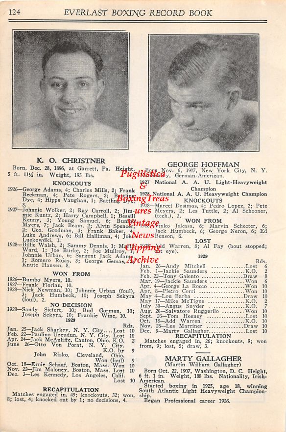 Boxing News Clipping #46 - K.O. Christner, George Hoffman, Armand Emanuel