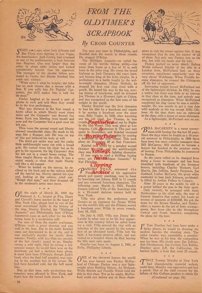 Boxing News Clipping #460 - Henry Flakes, Frankie Moran, Humberto Serra, Jimmy Hegeman