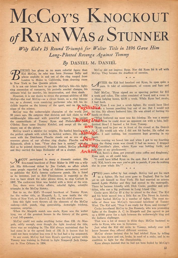 Boxing News Clipping #565 - Kid McCoy