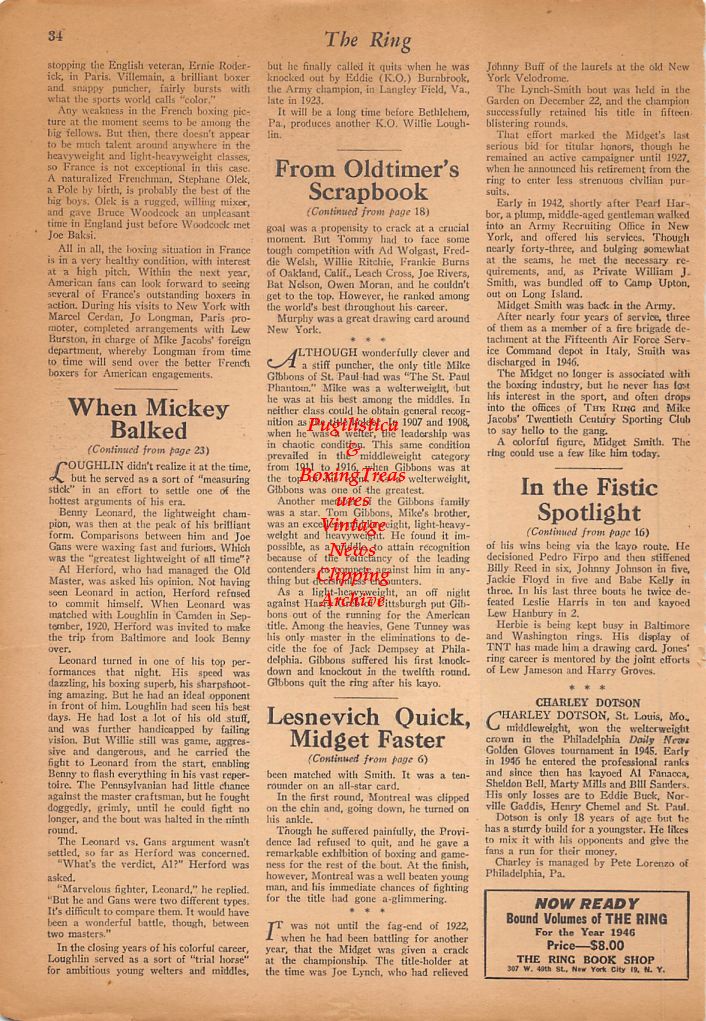 Boxing News Clipping #465 - Laurent Dauthuille, Robert Charron, Jean Walzack, Gus Degouve