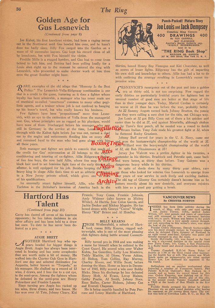Boxing News Clipping #467 - Tony Janiro dropped by Jake LaMotta