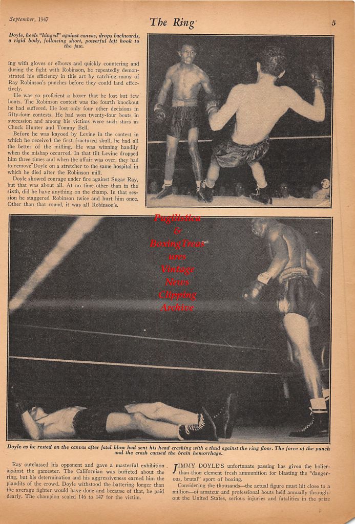 Boxing News Clipping #471 - Sugar Ray Robinson vs. Jimmy Doyle