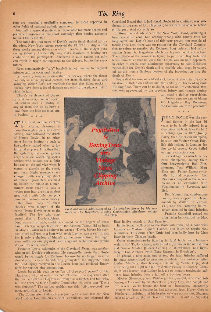 Boxing News Clipping #471 - Sugar Ray Robinson vs. Jimmy Doyle