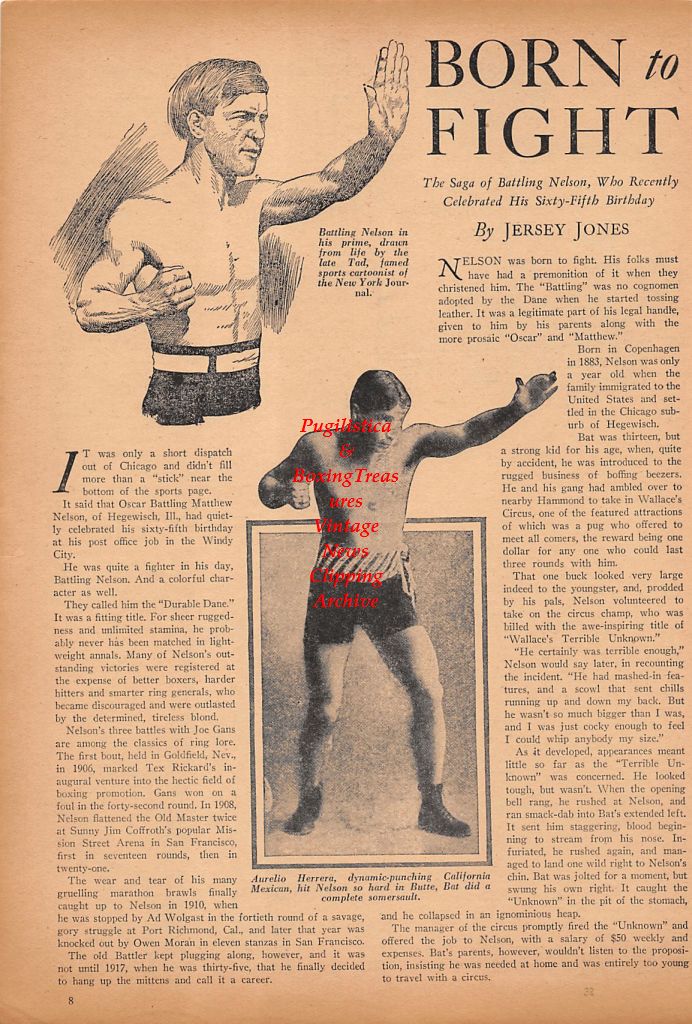 Boxing News Clipping #472 - Rocky Graziano vs. Tony Zale, Battling Nelson, Aurelio Herrera