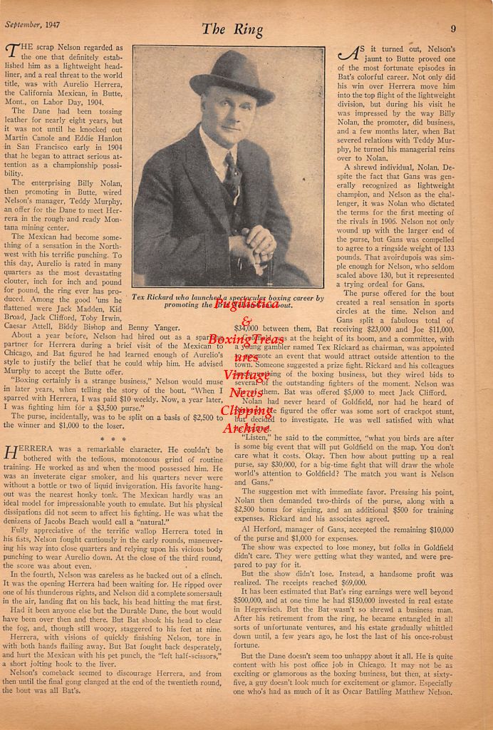 Boxing News Clipping #473 - Harry Harris, Charley Roden, Tex Rickard