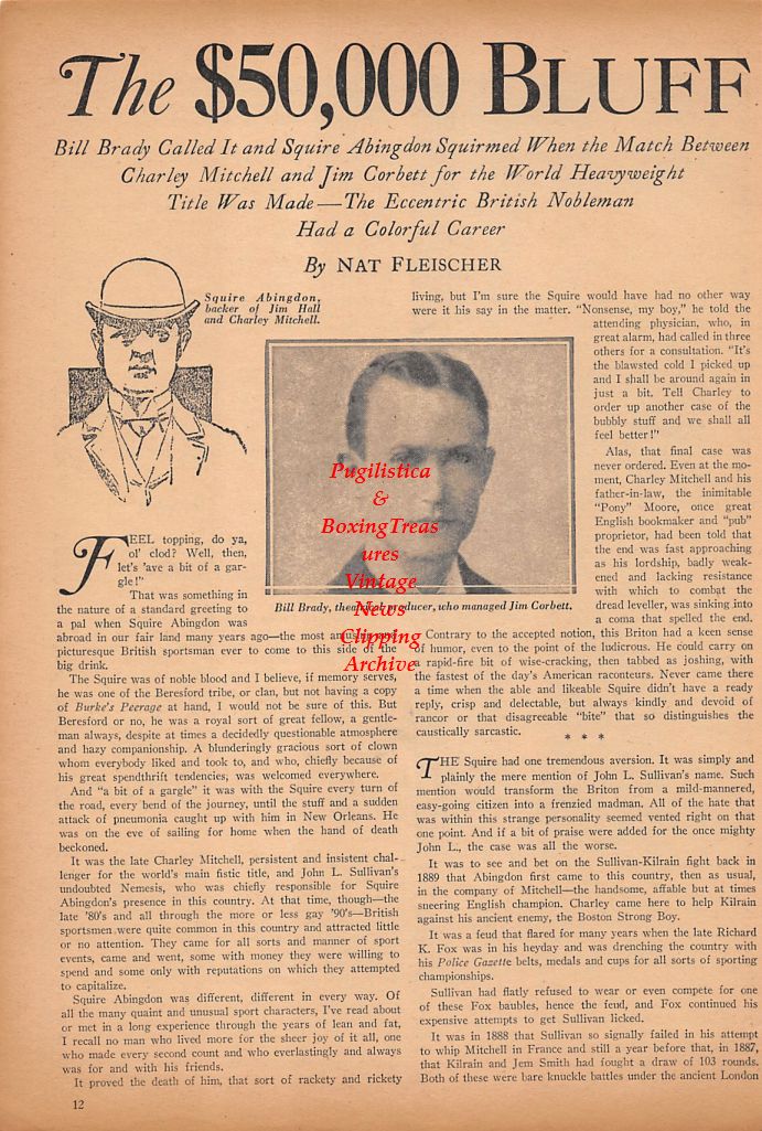 Boxing News Clipping #474 - Bill Brady, Squire Abingdon, Kid McCoy