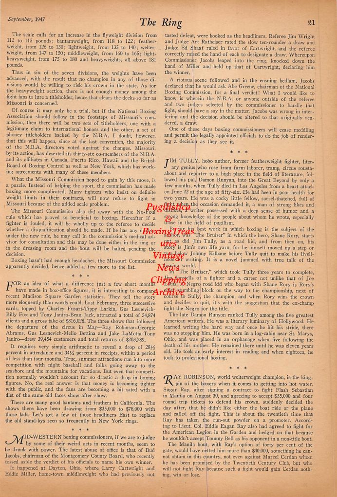 Boxing News Clipping #478 - Ike Williams vs. Tippy Larkin