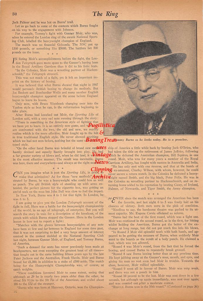 Boxing News Clipping #482 - Tommy Burns