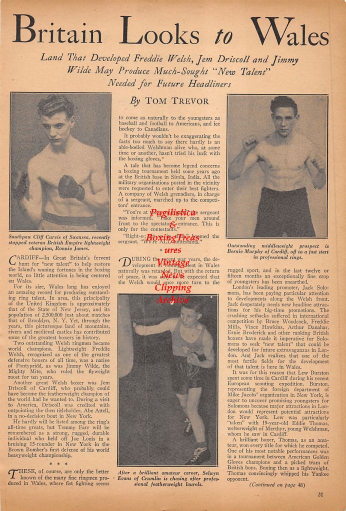 Boxing News Clipping #483 - Cliff Curvis, Bernie Murphy, Selwyn Evans, Stanislaus Zbyszko, Great Gama