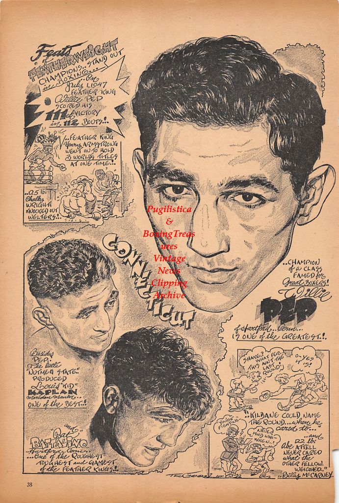 Boxing News Clipping #484 - Willie Pep, Louis Kid Kaplan, Bat Battalino