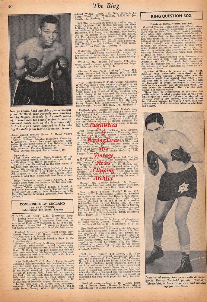 Boxing News Clipping #485 - George Dunn, Danny Bartfield