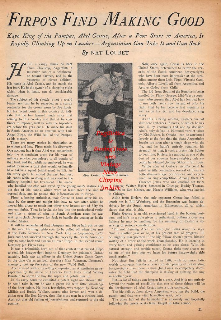 Boxing News Clipping #493 - Lew Tendler, Abel Cestac