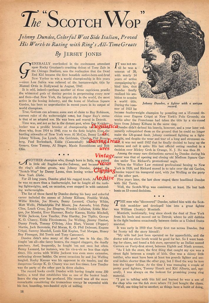 Boxing News Clipping #495 - Johnny Dundee