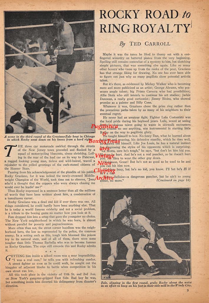 Boxing News Clipping #499 - Rocky Graziano vs. Tony Zale