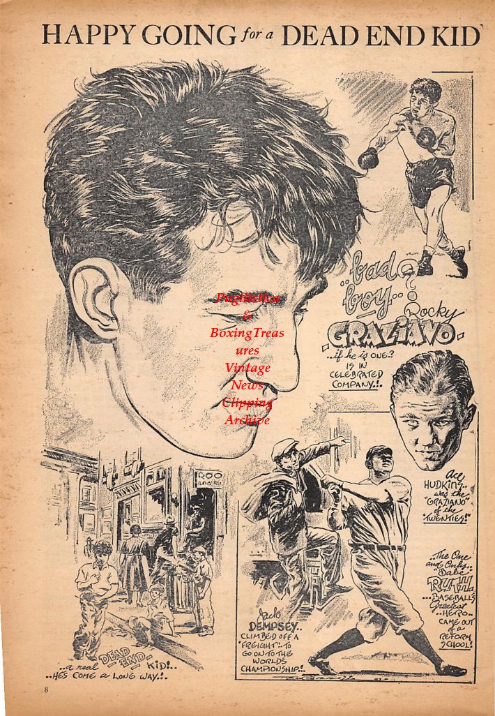 Boxing News Clipping #500 - Rocky Graziano cartoon