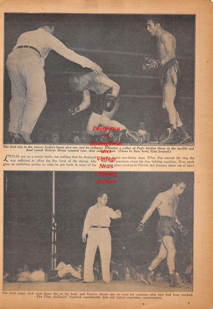 Boxing News Clipping #507 - Willie Pep vs. Jock Leslie