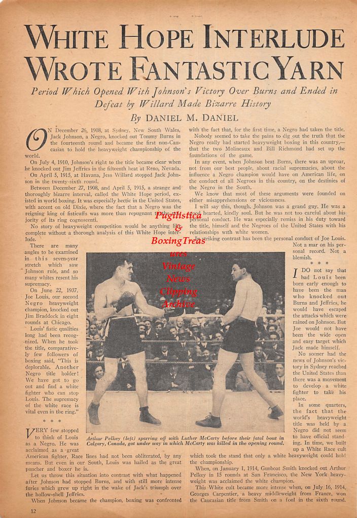 Boxing News Clipping #508 - Arthur Pelkey vs. Luther McCarty, Jack Twin Sullivan