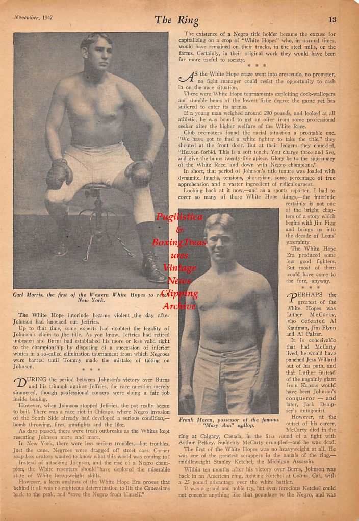 Boxing News Clipping #509 - Carl Morris, Frank Moran, Al Palzer