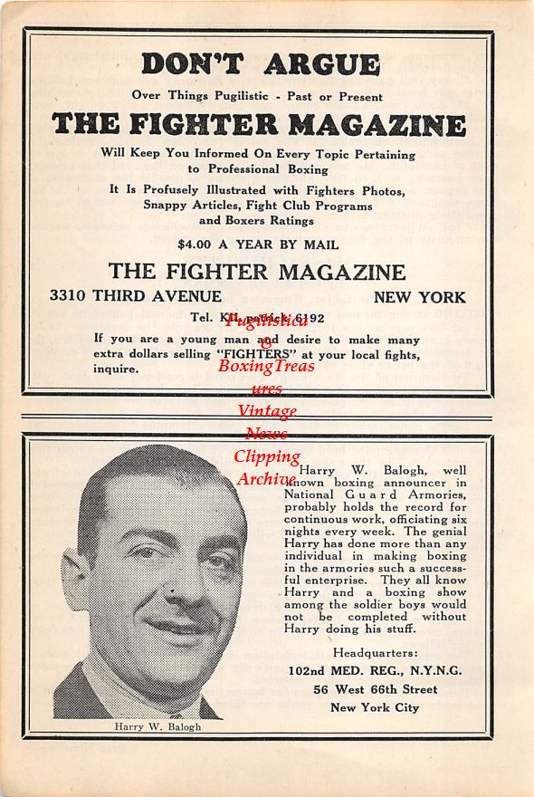 Boxing News Clipping #51 - Harry Balogh