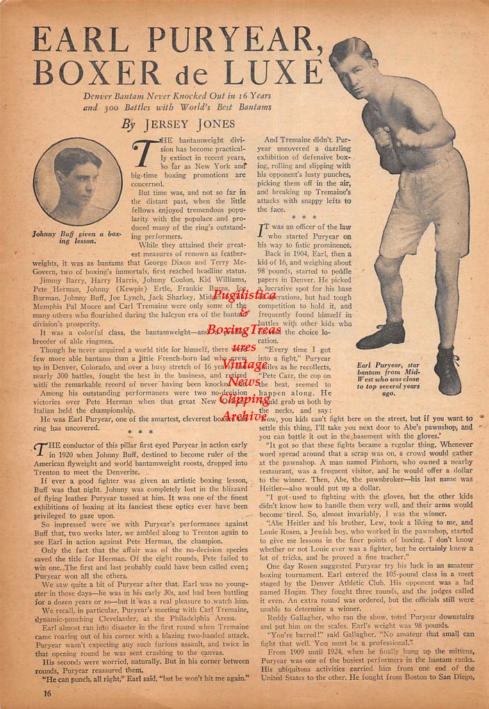 Boxing News Clipping #510 - Charley Goldman, Marty Servo, Earl Puryear