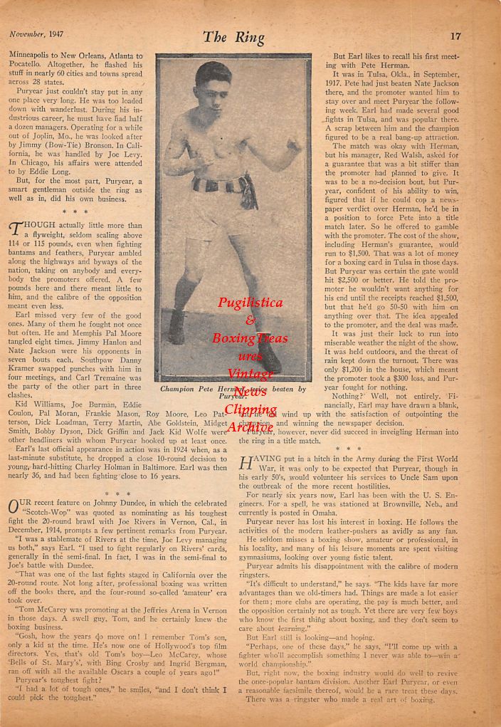 Boxing News Clipping #511 - Jake LaMotta vs. Cecil Hudson, Pete Herman