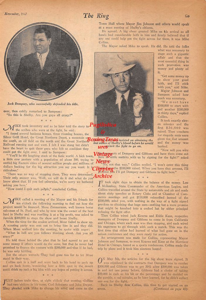 Boxing News Clipping #515 - Jack Dempsey, Jack Kearns