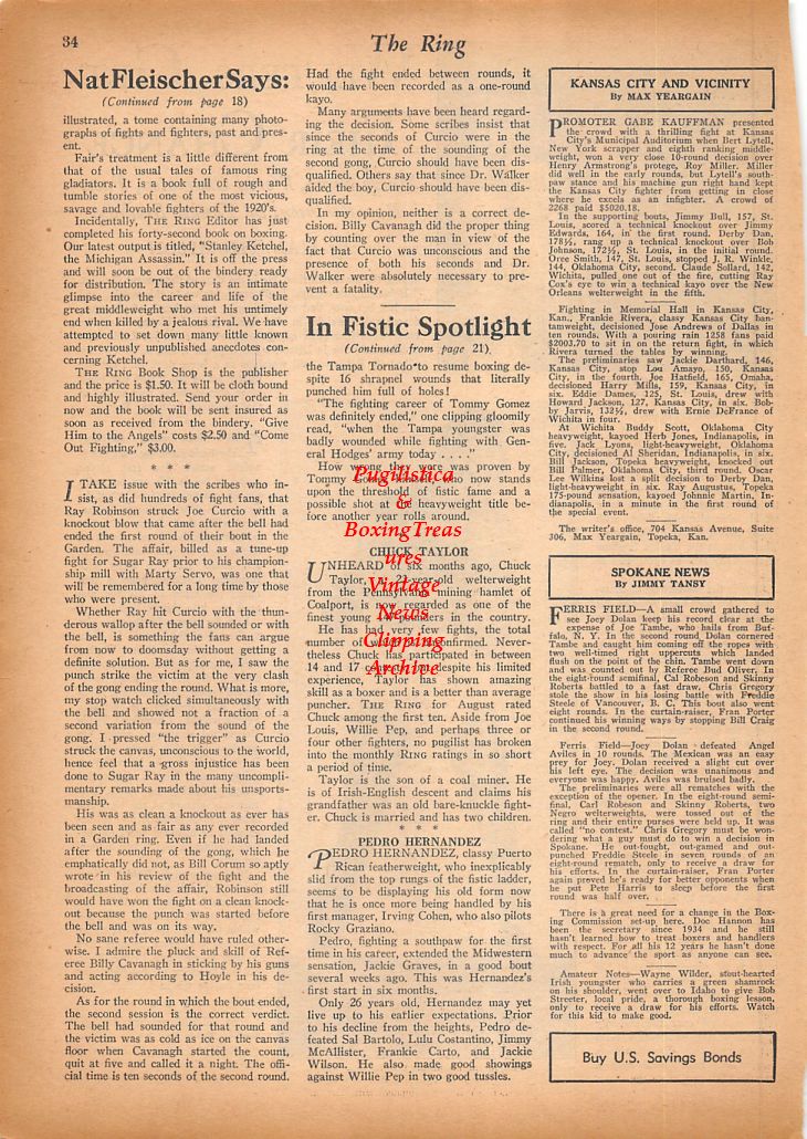 Boxing News Clipping #519 - Marty Servo, Sugar Ray Robinson