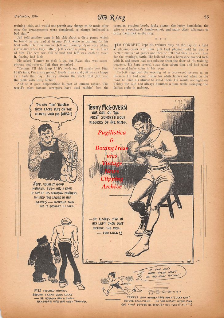 Boxing News Clipping #521 - Terry McGovern "Boxing Superstitions"