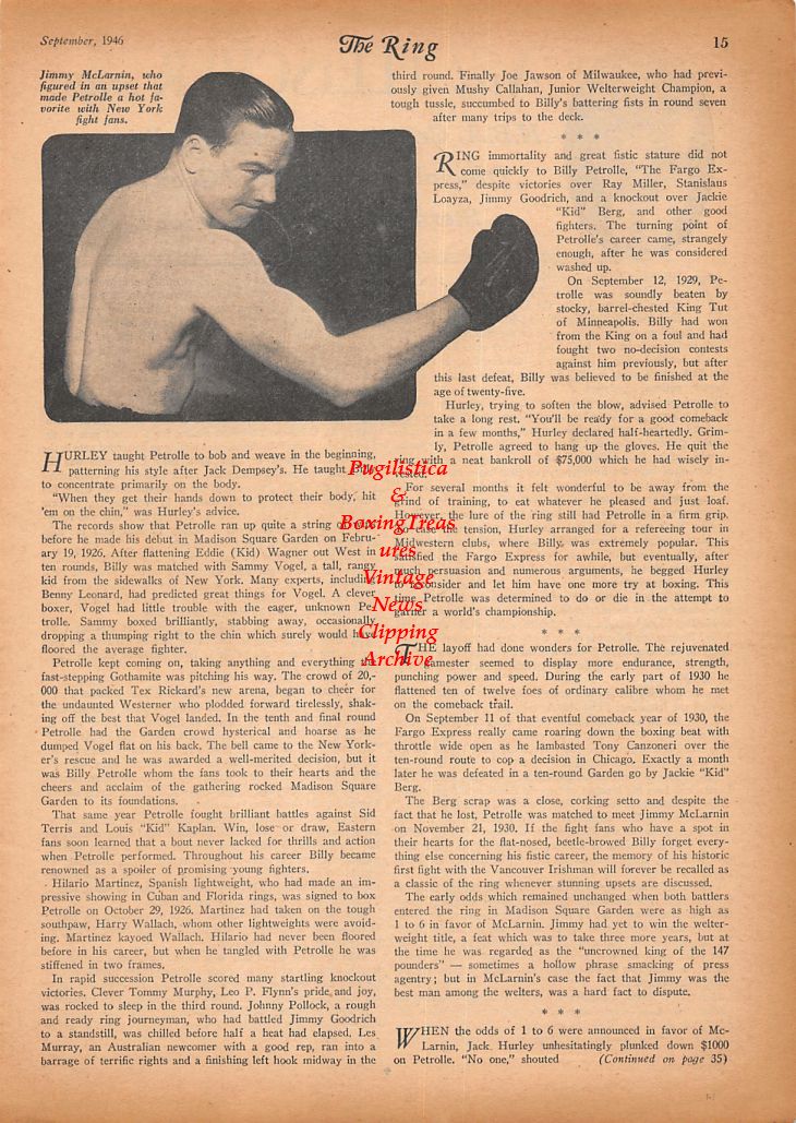Boxing News Clipping #526 - Jimmy McLarnin