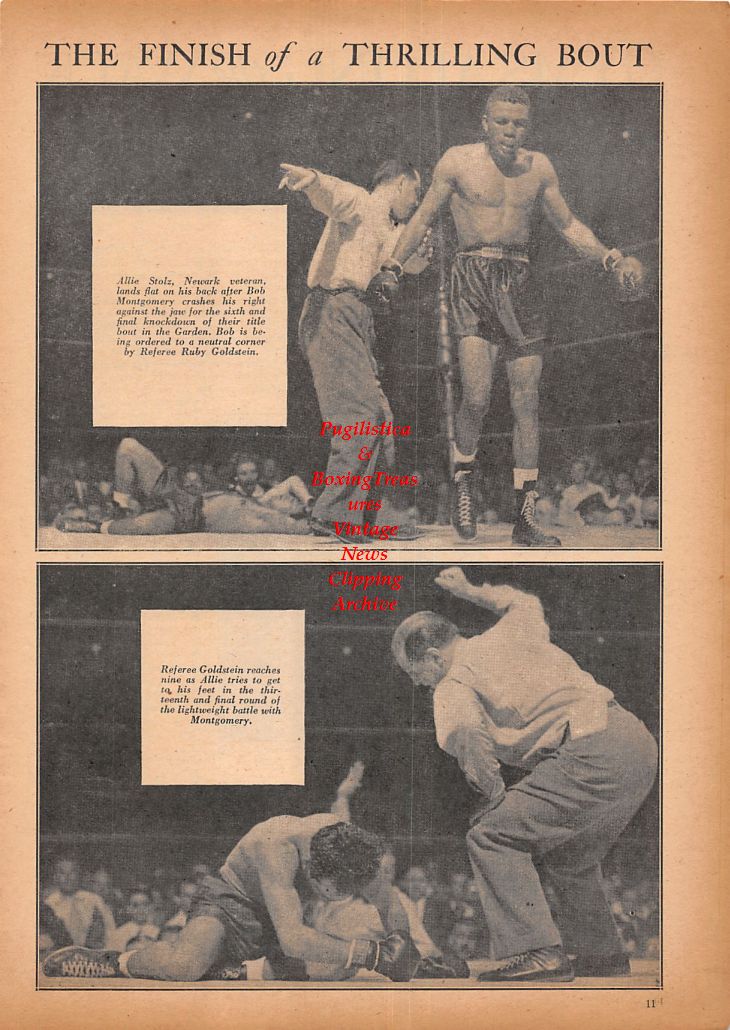 Boxing News Clipping #528 - Tami Mauriello, Gleason's Gym, Bob Montgomery vs. Allie Stolz
