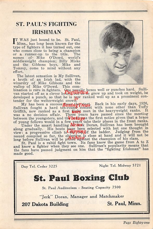 Boxing News Clipping #53 - My Sullivan, Johnny Risko