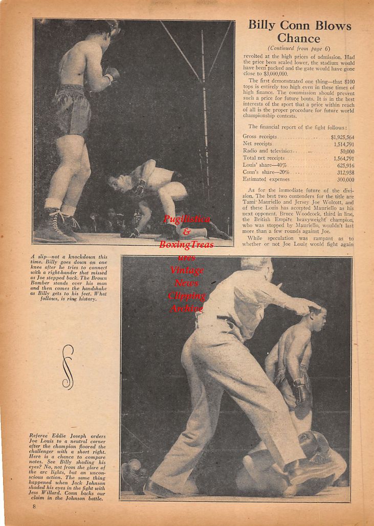 Boxing News Clipping #530 - Joe Louis vs. Billy Conn II