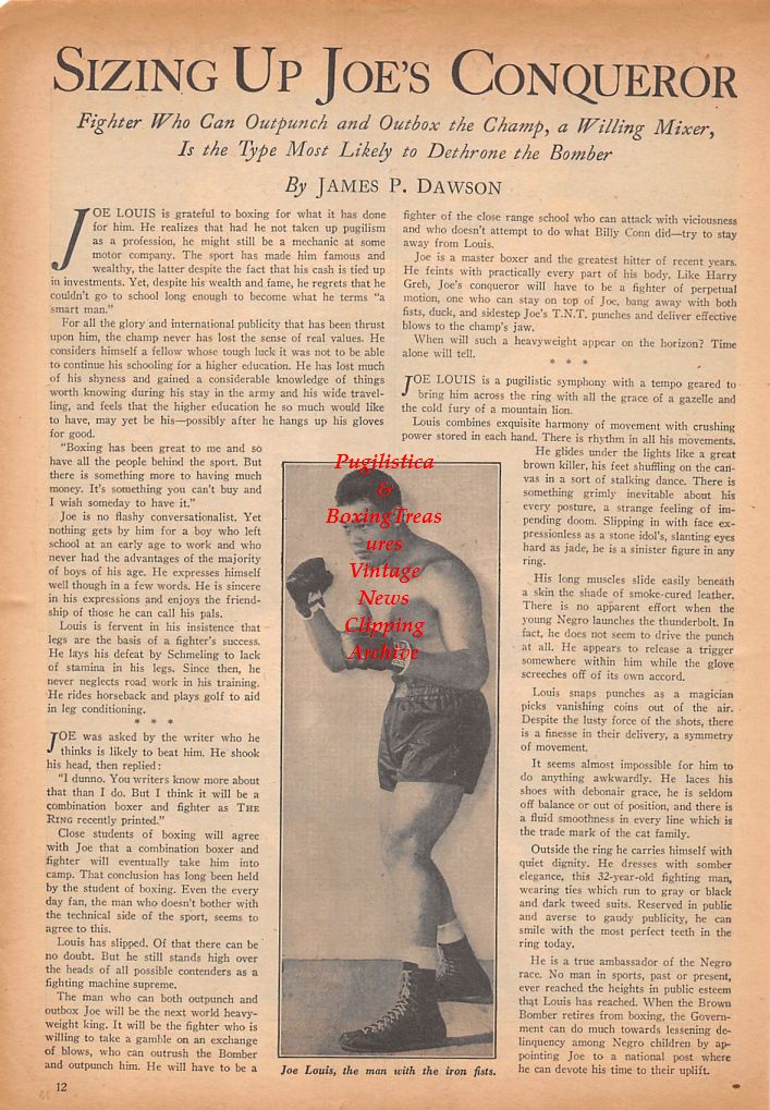 Boxing News Clipping #538 - Tami Mauriello vs. Lee Oma, Joe Louis