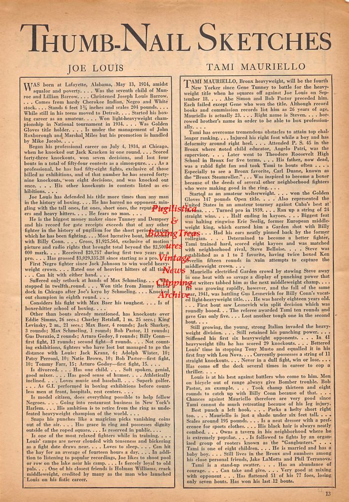 Boxing News Clipping #539 - Benny Leonard, Gene Tunney, Maxie Rosenbloom,
