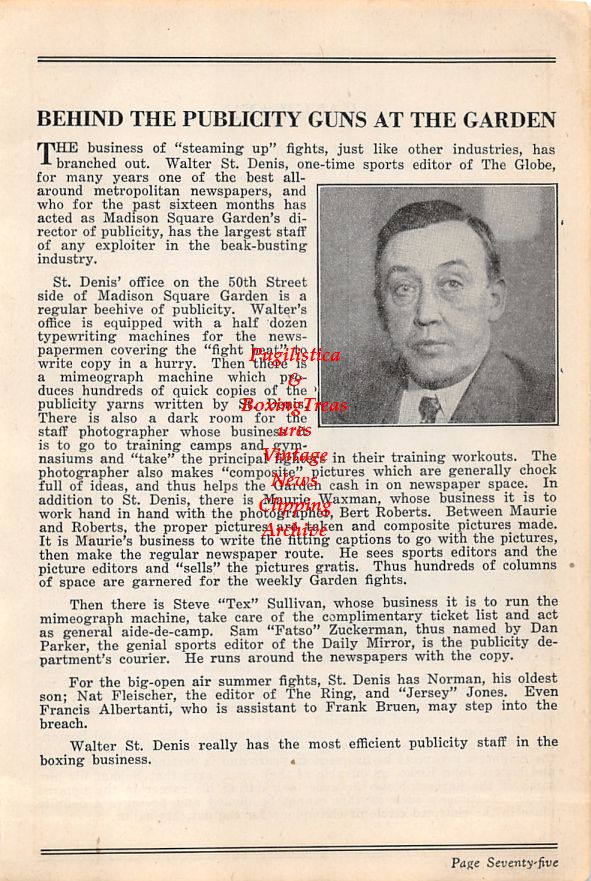 Boxing News Clipping #54 - Ernie Schaaf, Walter St. Denis