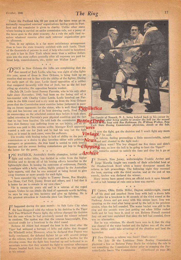 Boxing News Clipping #541 - Wyatt Earp, Joe Curcio