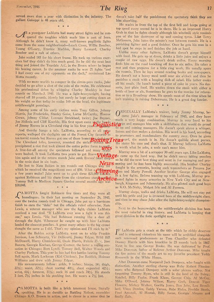 Boxing News Clipping #547 - Paul Midiri, Jackie Lyons, Paddy DeMarco, Larry Cisneros