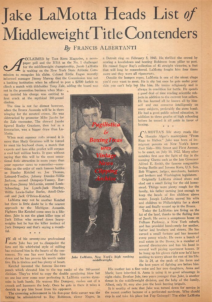 Boxing News Clipping #548 - Jake LaMotta
