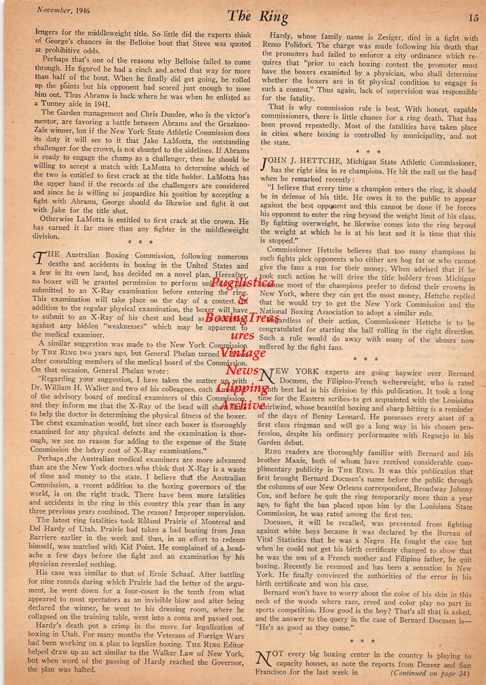 Boxing News Clipping #548 - Jake LaMotta