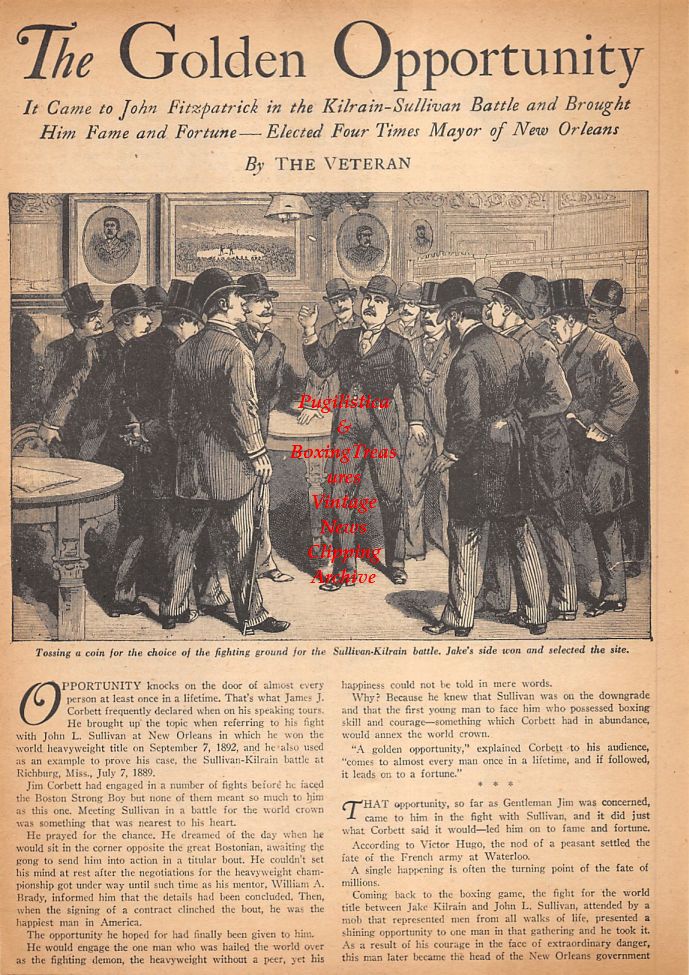 Boxing News Clipping #552 - John L. Sullivan vs. Jake Kilrain, James J. Jeffries