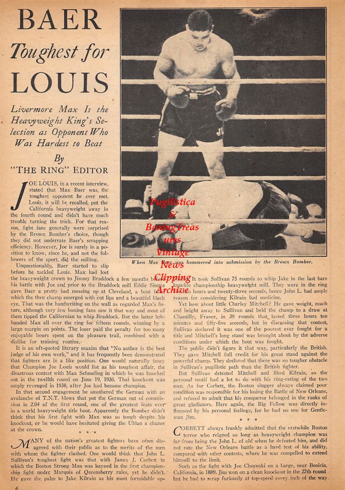 Boxing News Clipping #553 - Joe Louis vs. Max Baer, Johnny Greco