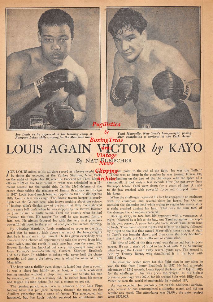 Boxing News Clipping #554 - George Dixon, Tommy White, Sam Austin, Joe Louis, Tami Mauriello