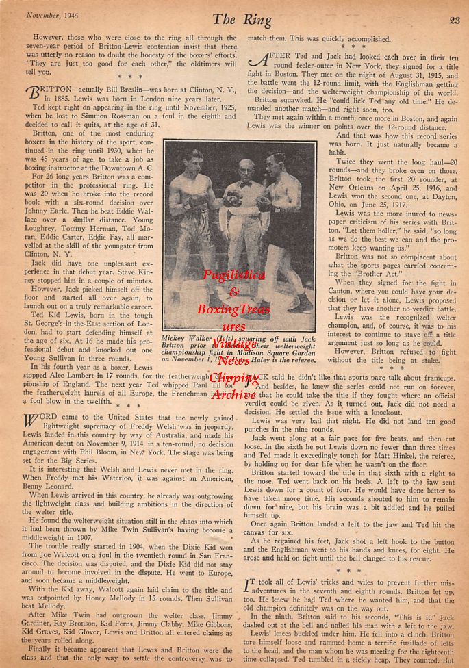 Boxing News Clipping #555 - Mickey Walker vs. Jack Britton